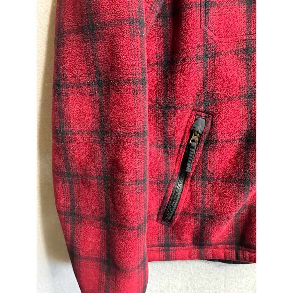 LL Bean Mens Red Buffalo Plaid Fleece Sherpa Lined Jacket XL 276688 - Picture 2 of 12